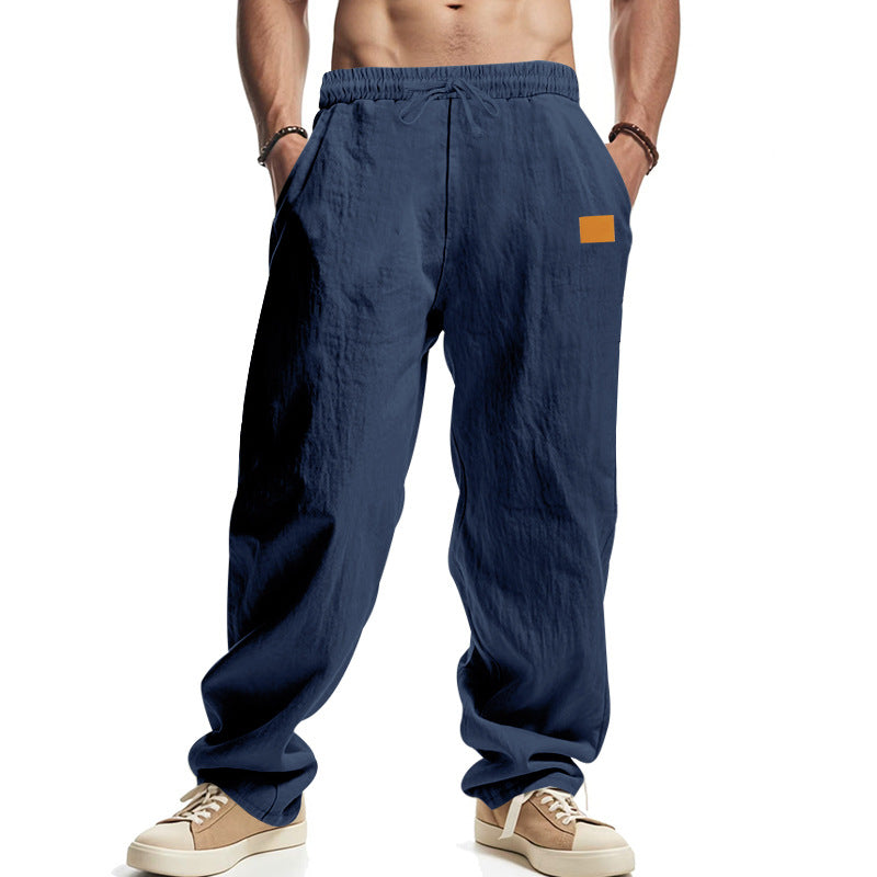Pantalon Lin Coton Homme Décontracté Élastique