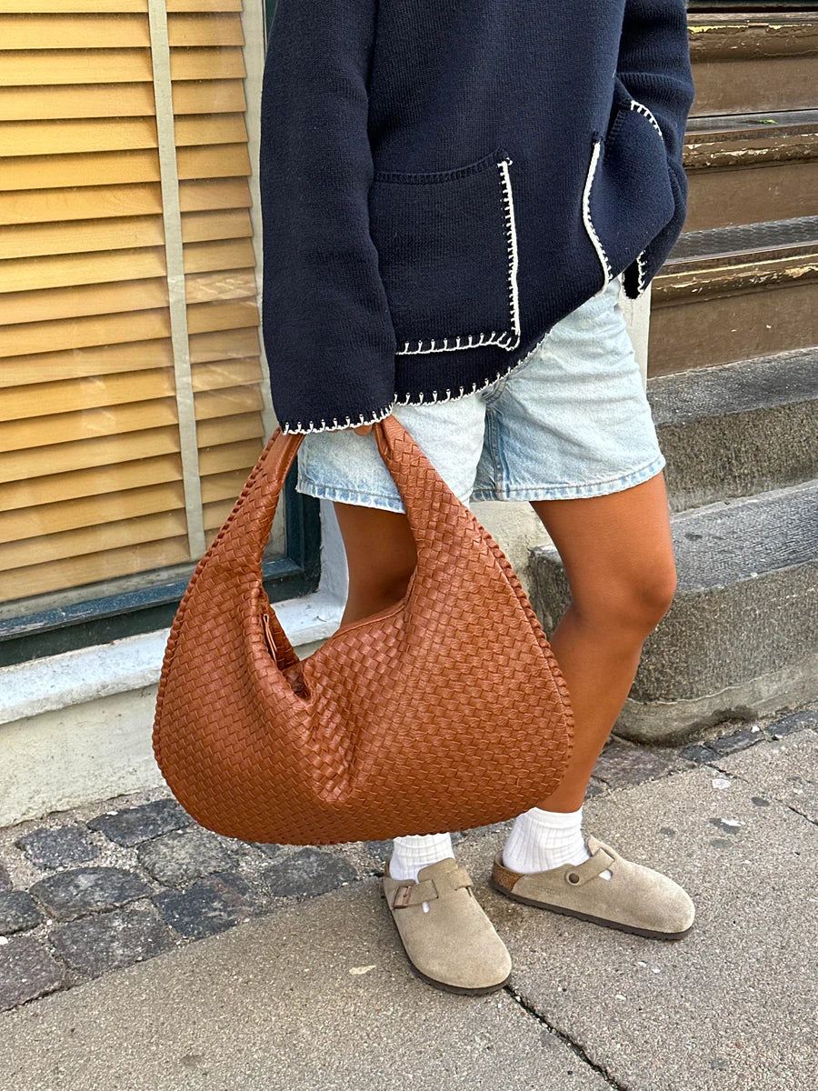 Sac à Main Cuir Végétal Tressé Élégant