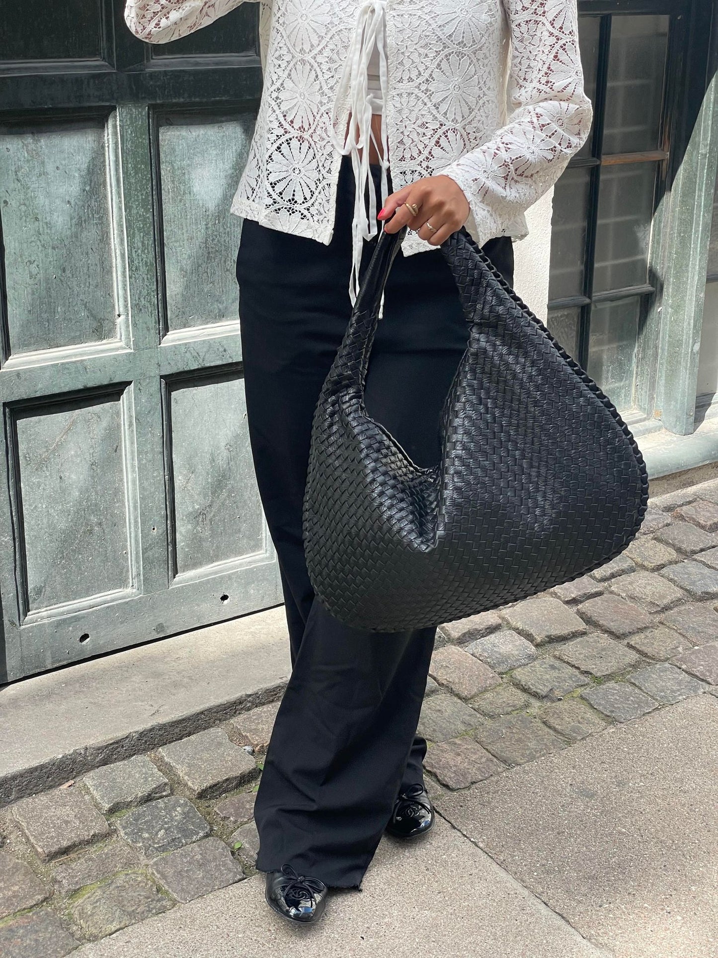 Sac à Main Cuir Végétal Tressé Élégant