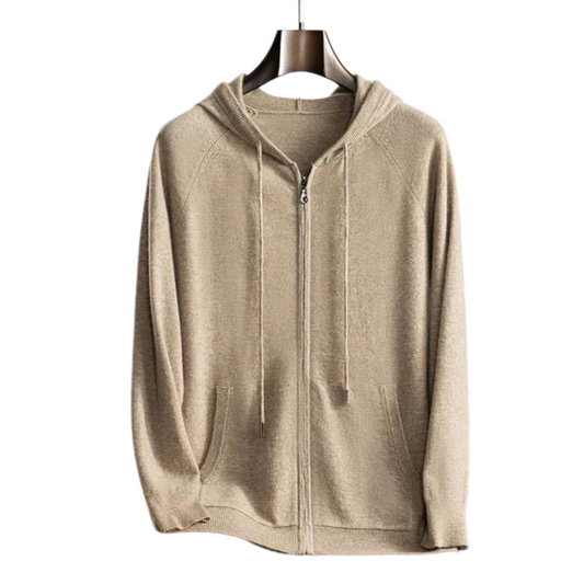 Sweat à capuche zippé Beige pour Homme - PanierRoyale