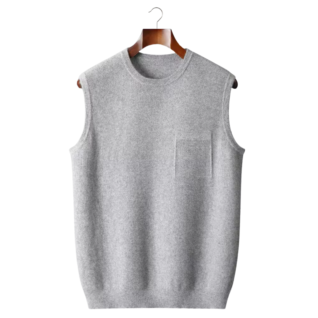 Gilet Tricoté Noir Poche zippée Avant - PanierRoyale
