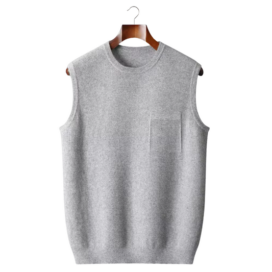 Gilet Tricoté Noir Poche zippée Avant - PanierRoyale