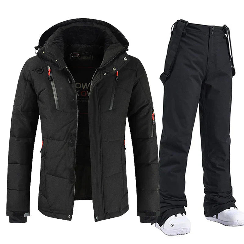 Combinaison Ski Homme Noir Matelassée avec Capuche Réglable - PanierRoyale