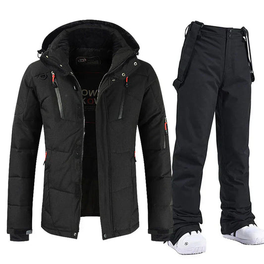 Combinaison Ski Homme Noir Matelassée avec Capuche Réglable - PanierRoyale