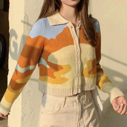 Cardigan Femme Tricoté Élégant Vintage - PanierRoyale