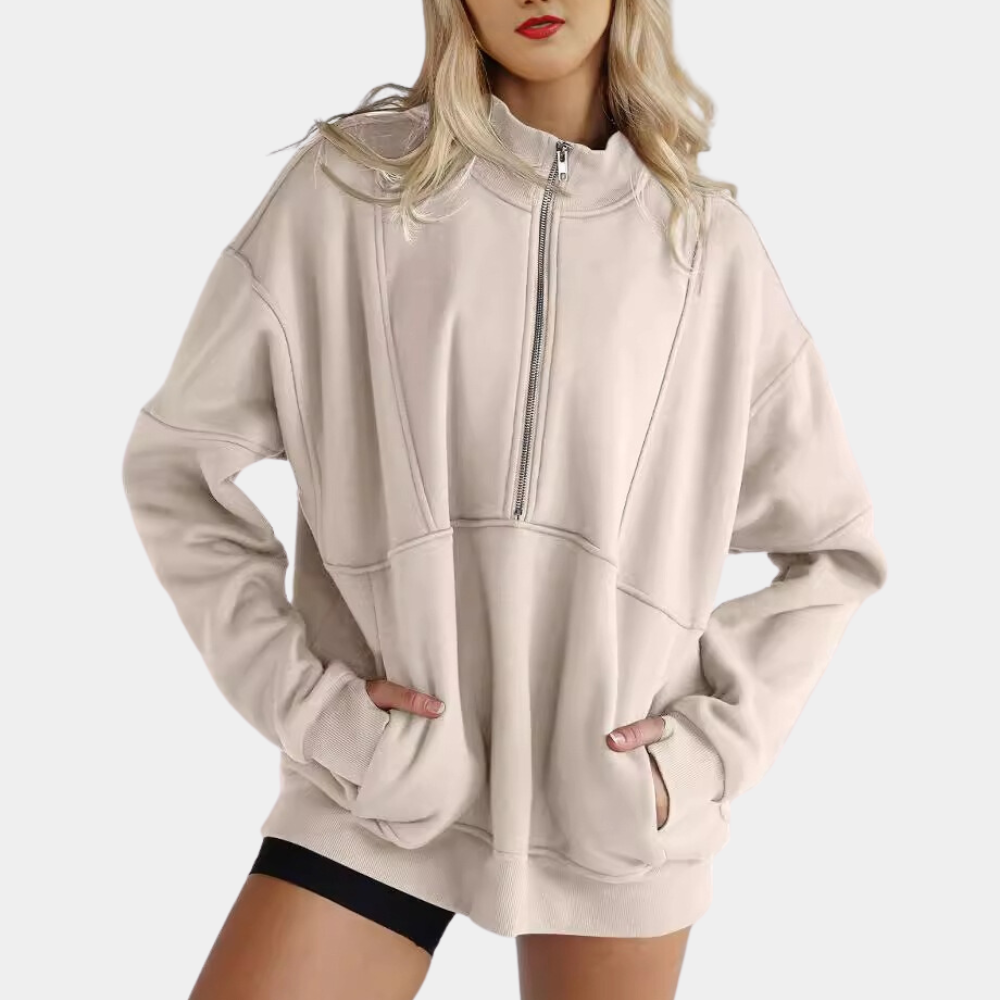JEMMA - Pull Décontracté à Col Zippé pour Femmes
