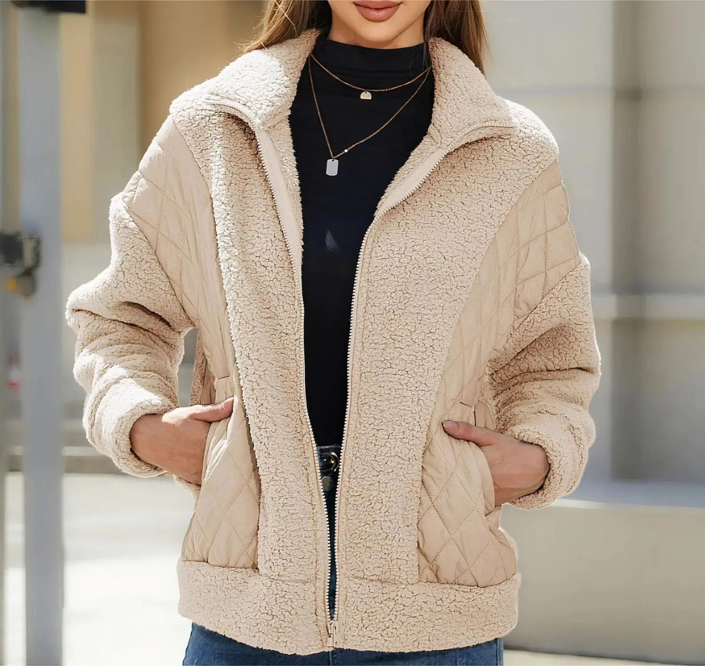 Manteau Hiver Chauffant avec Capuchon et Poches Doublées