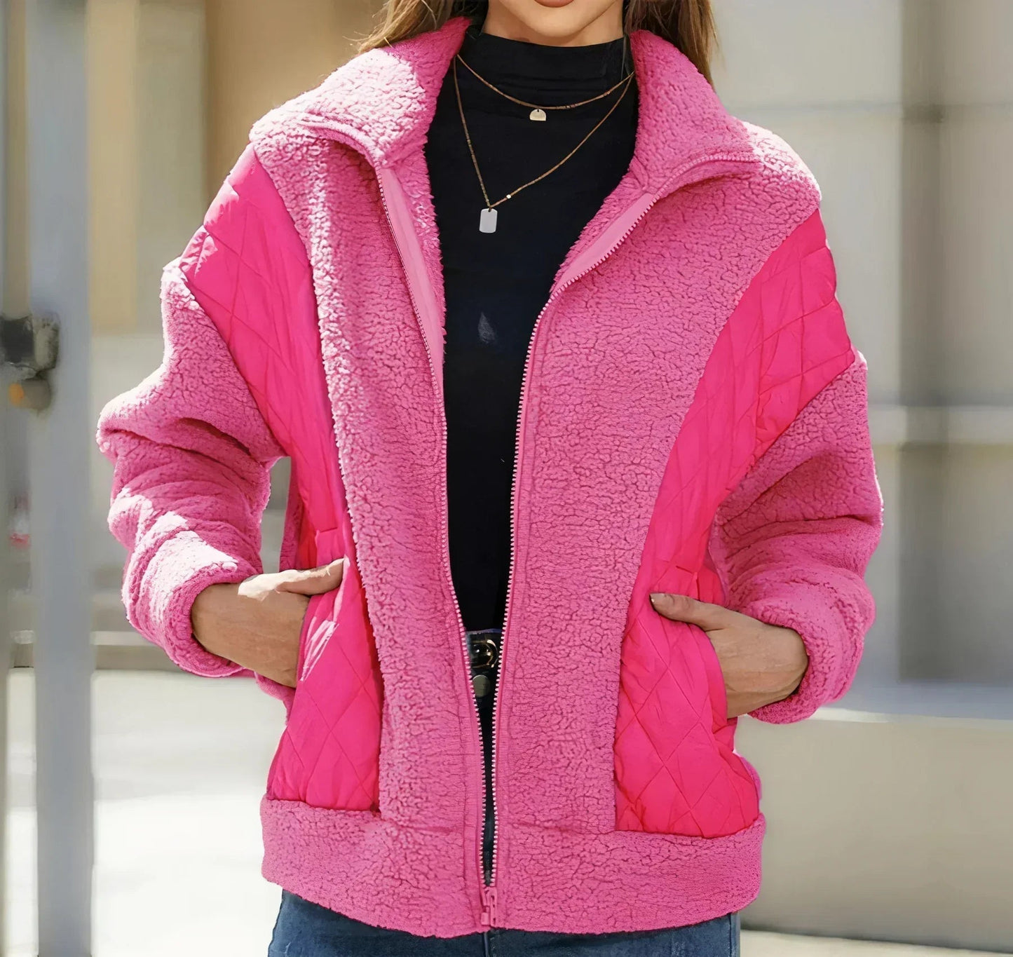 Manteau Hiver Chauffant avec Capuchon et Poches Doublées
