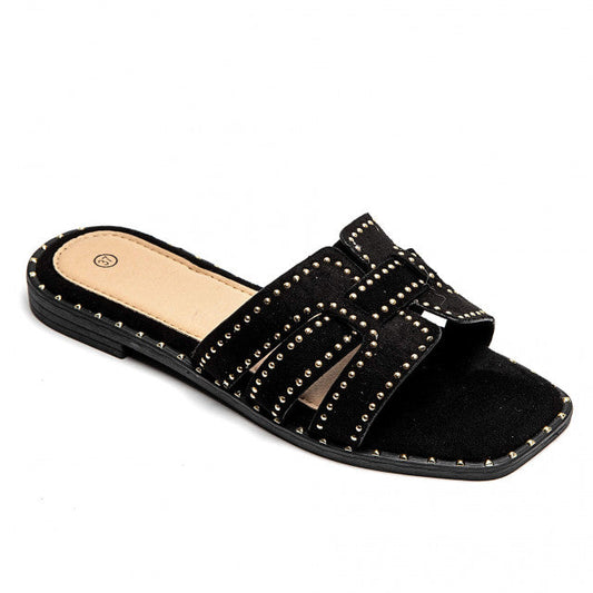 Sandales Femmes Élégantes à Talons avec Décoration Clous Or - PanierRoyale