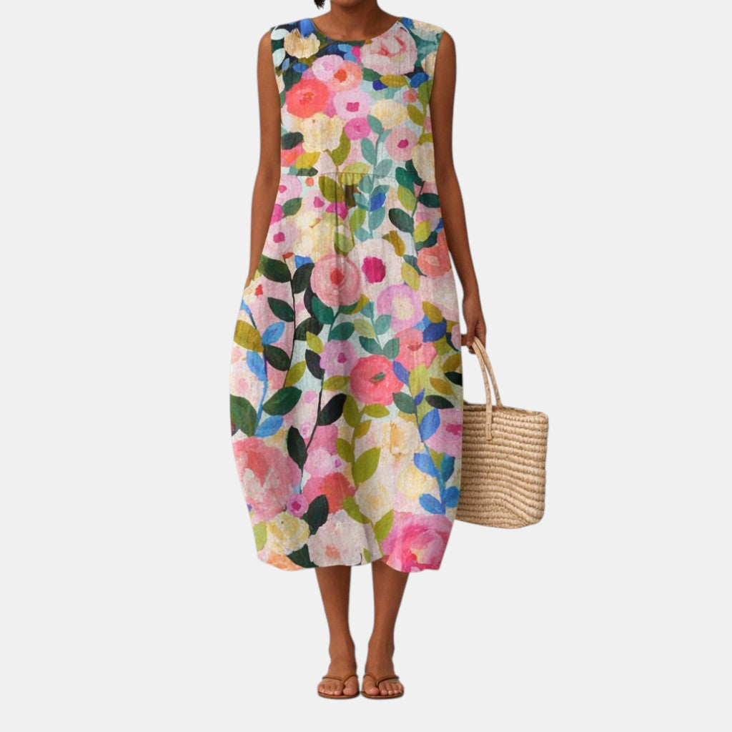 Robe midi Femme Coton Viscose Sans Manches