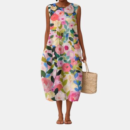 Robe midi Femme Coton Viscose Sans Manches