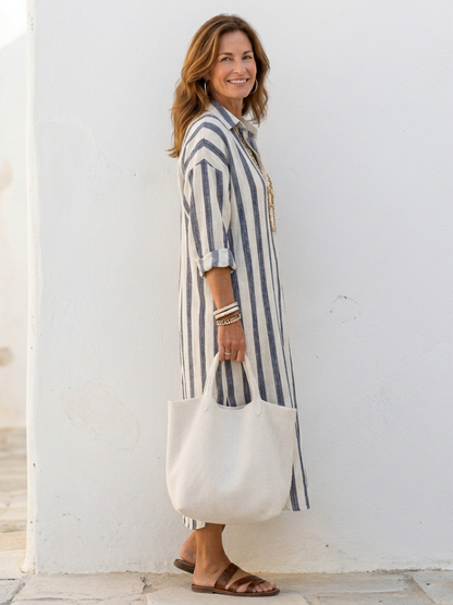 Robe chemise Femme Coton Coupe fluide Manches longues