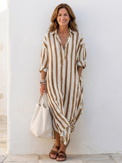 Robe chemise Femme Coton Coupe fluide Manches longues