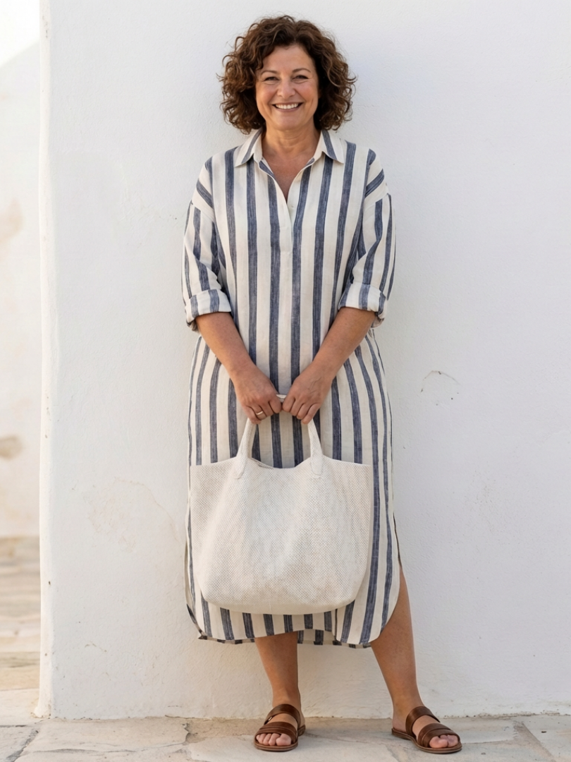 Robe chemise Femme Coton Coupe fluide Manches longues