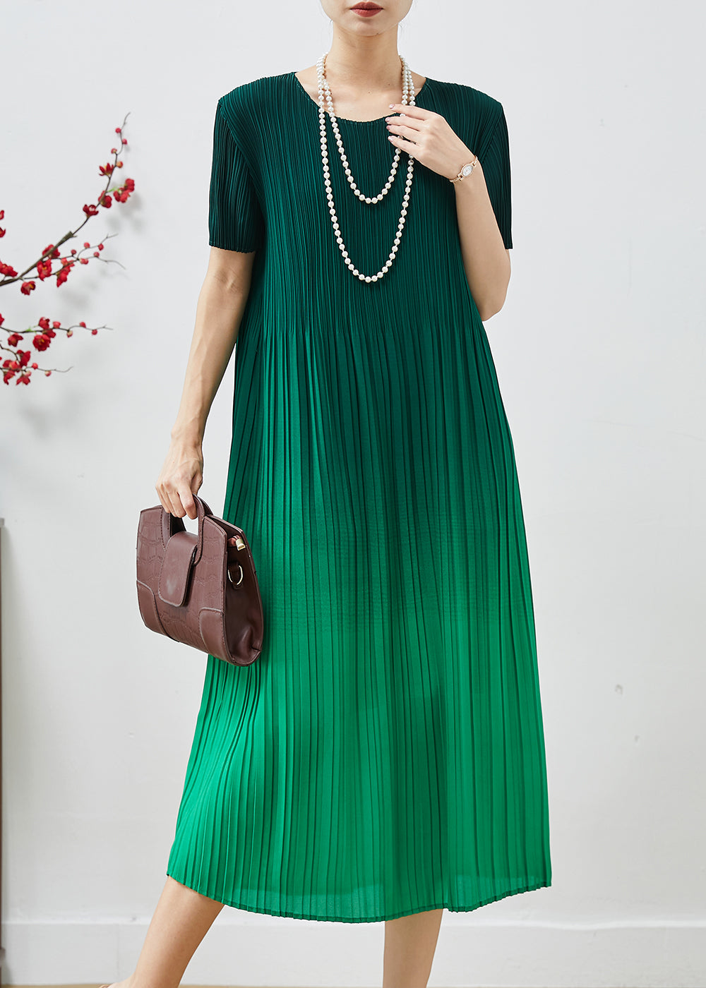 Robe verte légère en soie pour été - EasyApparels