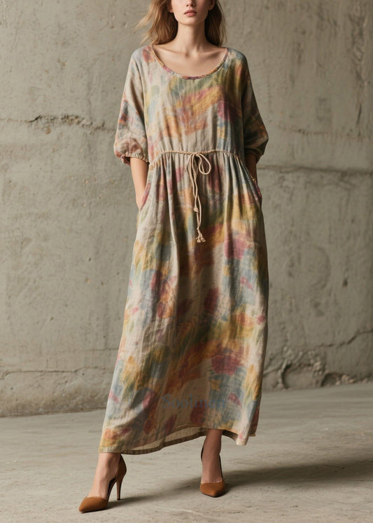 Robe décontractée en coton kaki à manches courtes - EasyApparels