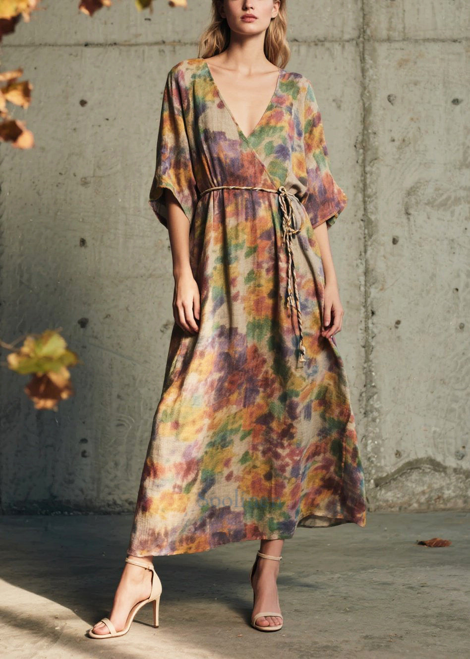 Robe d'été légère en coton à ceinture ajustable - EasyApparels