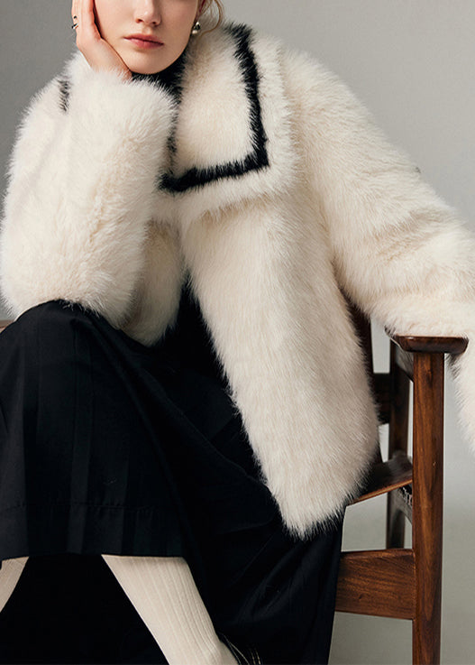 Gros manteau hiver faux fur blanc femme - EasyApparels