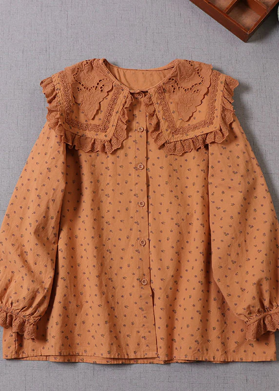 Chemises en coton à col classique fleuri Printemps - EasyApparels