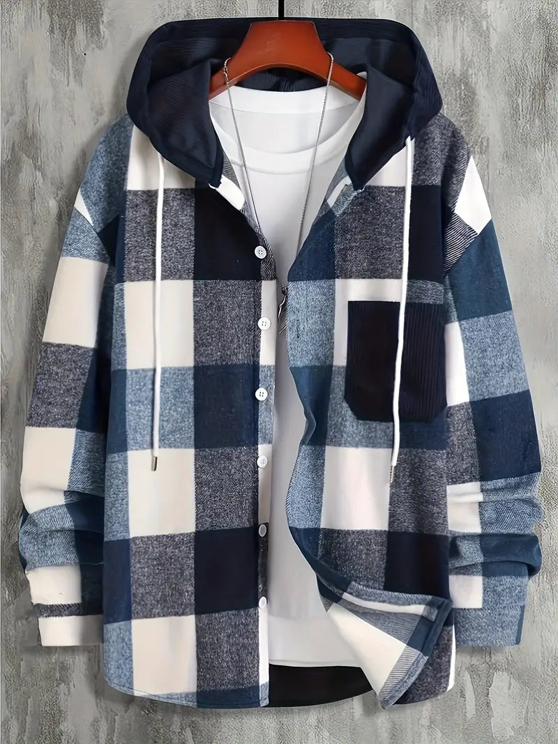 Veste à Capuche Homme Carreaux Douce et Confortable