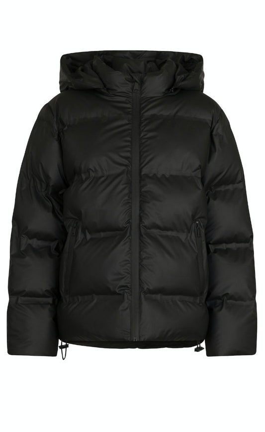 Parka Hiver Femme Noir Matelassé Avec Capuche - PanierRoyale