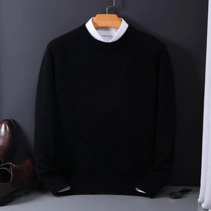 Pull Homme Laine Mélangée Noir Élégant - PanierRoyale