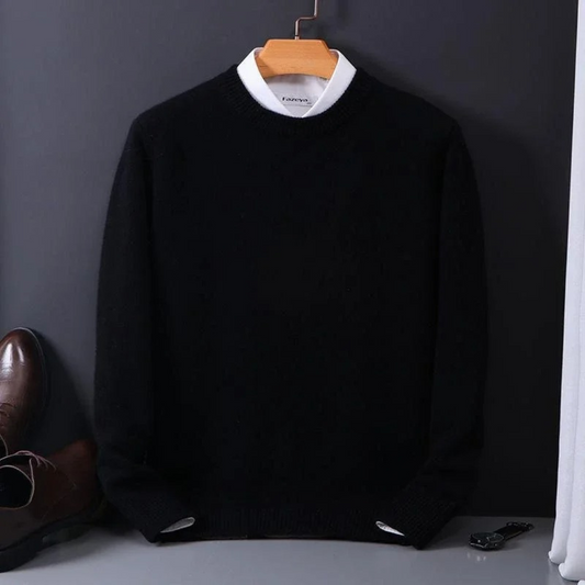 Pull Homme Laine Mélangée Noir Élégant - PanierRoyale