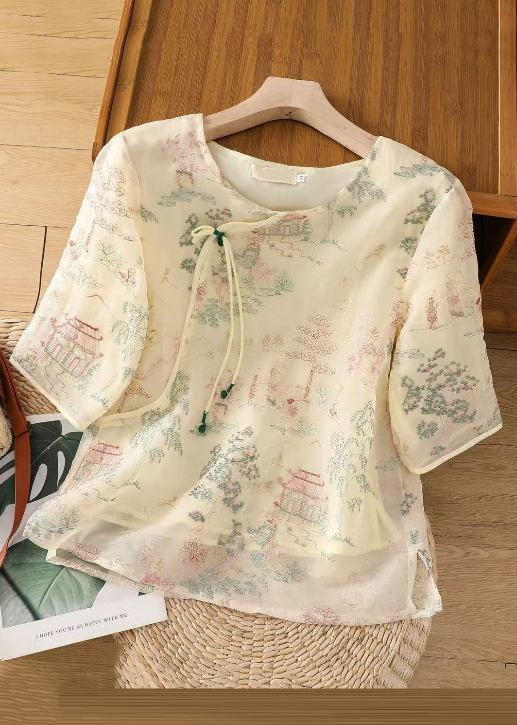 Femmes Jolies Chemisiers en Tulle Mi-Manches - EasyApparels