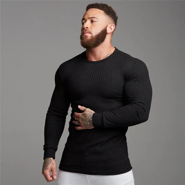 Pull Homme Blanc Coton Classique Manches Longues