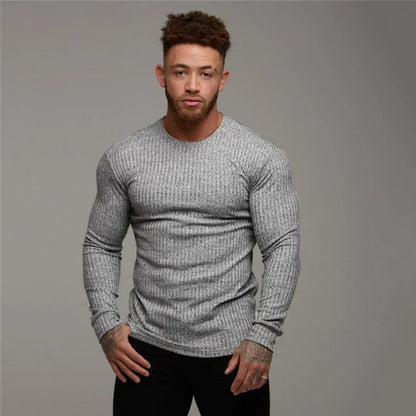 Pull Homme Blanc Coton Classique Manches Longues