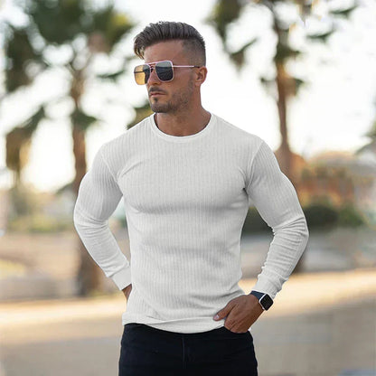Pull Homme Blanc Coton Classique Manches Longues - PanierRoyale