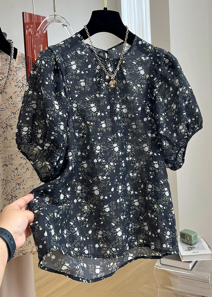 Chemise d'été légère en coton noir à boutons - EasyApparels