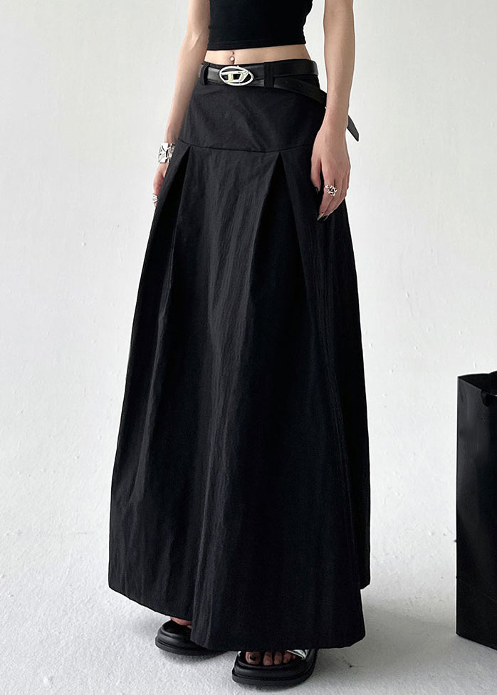 Jupes noires mi-longues zippées en coton pour femme - EasyApparels