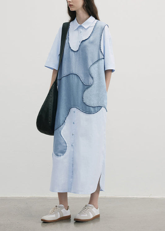 Robes et chemises d'été en coton bleu à col enfant - EasyApparels