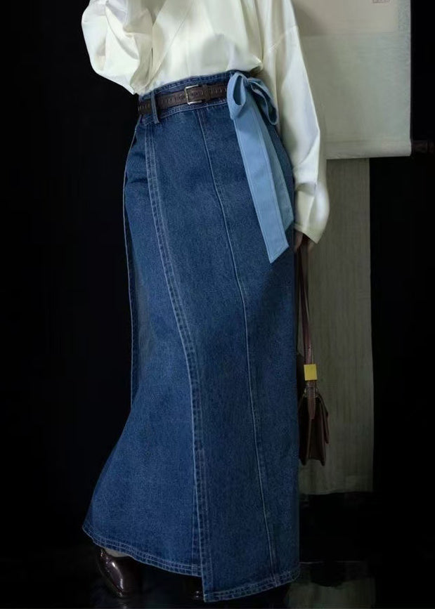 Jupes jeans haute taille déchirées bleu denim - EasyApparels