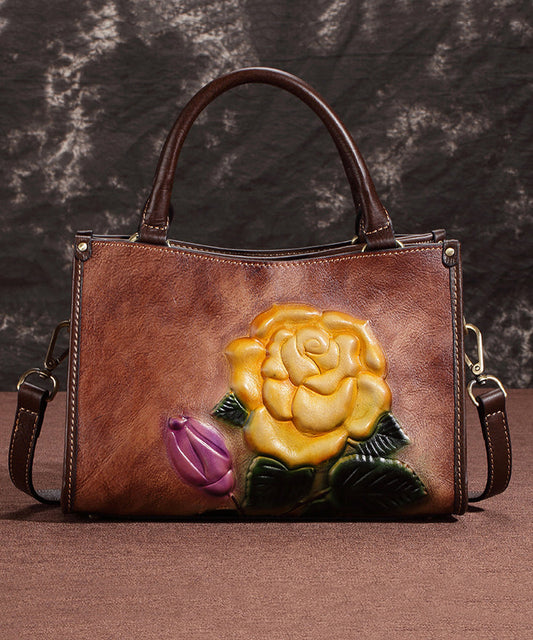 Chic sac messenger casual en cuir brun - EasyApparels