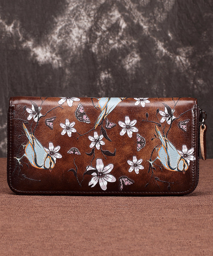 Portefeuille vintage cuir brun texture gaufrée - EasyApparels