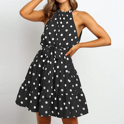 Layla™ – Robe d'Été Femme Chic à Pois avec Jupe Volante Ajustable-3