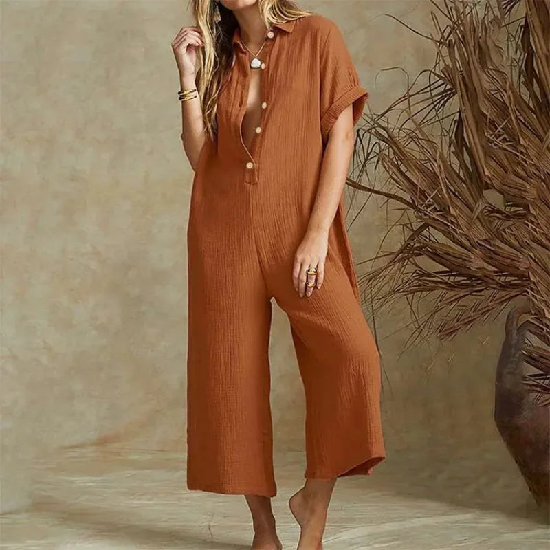 Combinaison Femme Élégante à Jambes Évasées