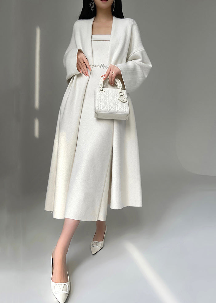Robe et cardigan blanc doux pour femme printemps - EasyApparels