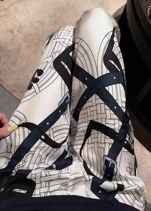 Pantalon d'été en soie léger à imprimé blanc - EasyApparels