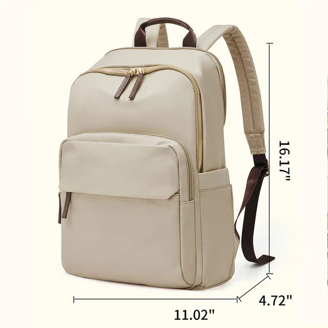 Sac à dos cuir brun avec poches multiples et bretelles réglables