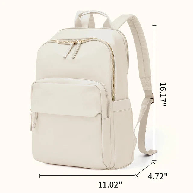 Sac à dos cuir brun avec poches multiples et bretelles réglables