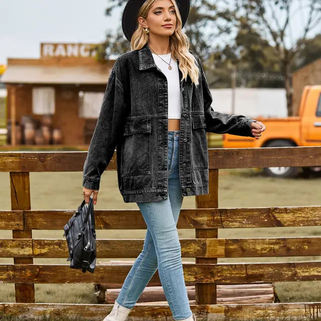 Veste Jeans Femme Manches Longues et Élégante - PanierRoyale