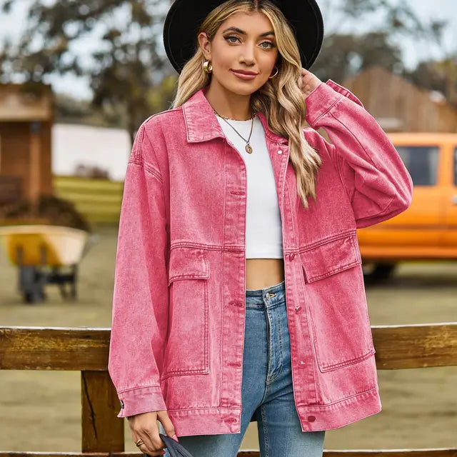 Veste Jeans Femme Manches Longues et Élégante
