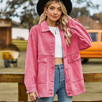 Veste Jeans Femme Manches Longues et Élégante