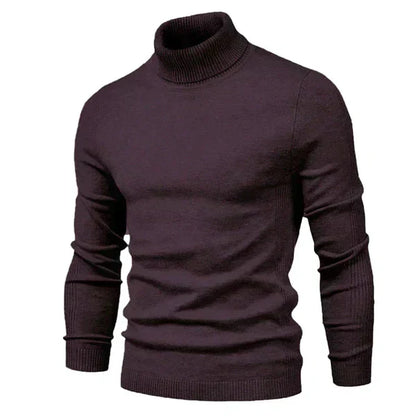 Pull Homme Laine Mérinos Col Roulé Brun Chaud