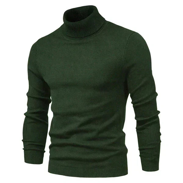 Pull Homme Laine Mérinos Col Roulé Brun Chaud