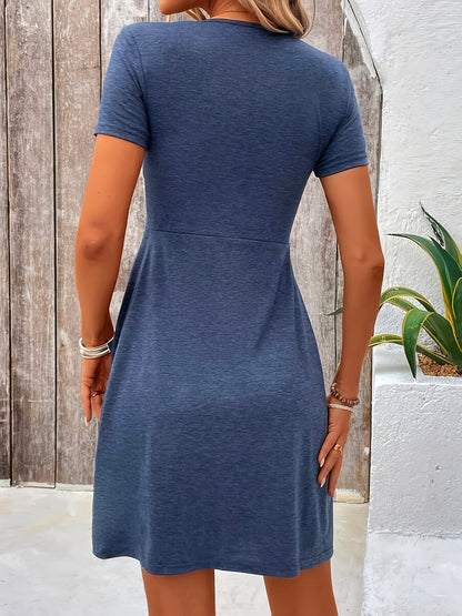 Nolessa™ – Robe d’Été Mi-Longue Femme Fluide avec Détail Torsadé Chic