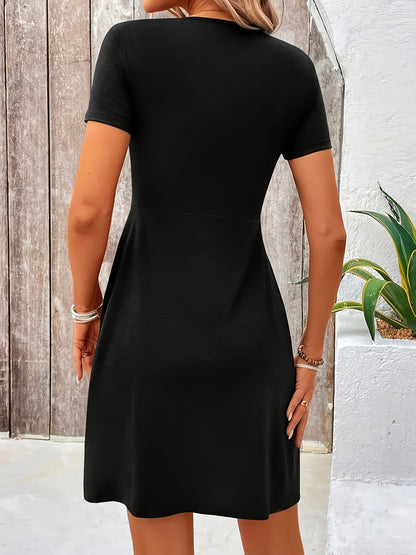 Nolessa™ – Robe d’Été Mi-Longue Femme Fluide avec Détail Torsadé Chic